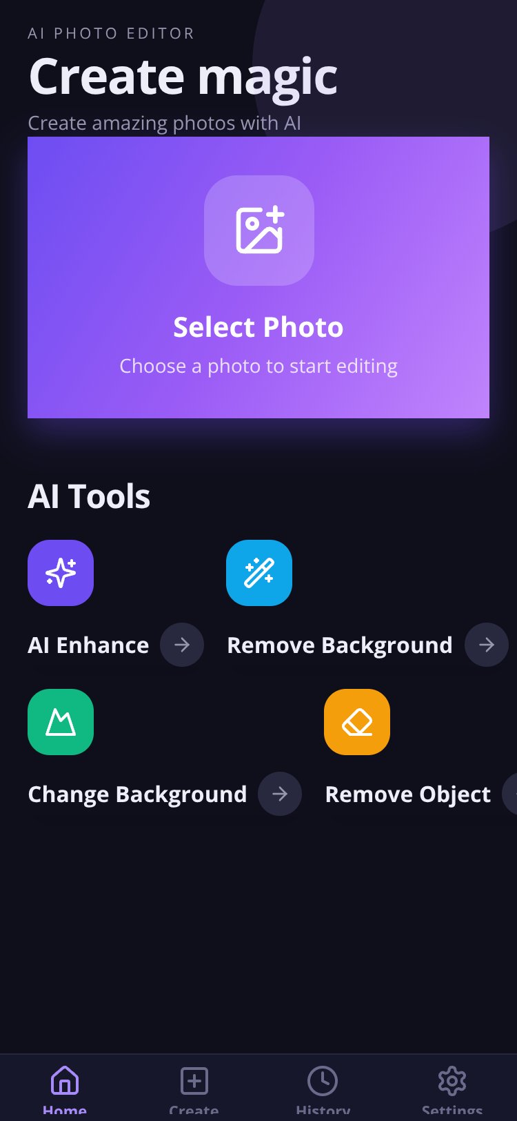 AI Photo Editor screen 1
