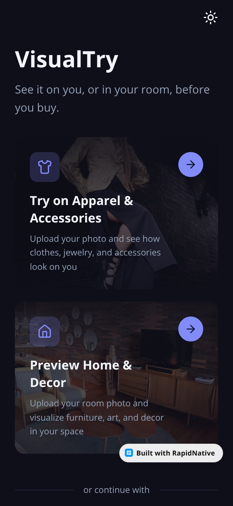 VisualTry screen 2