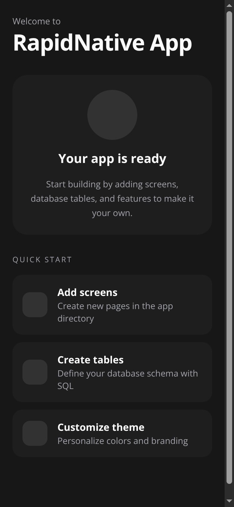 RapidNative App screen 1
