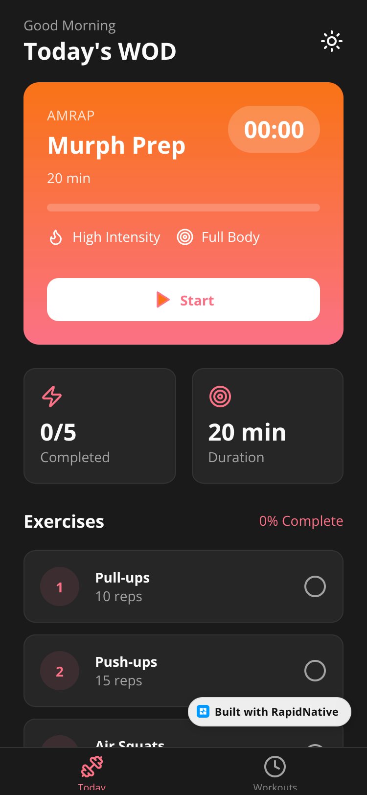 CrossFit Workout screen 2