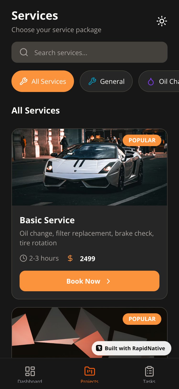 Go Service screen 1