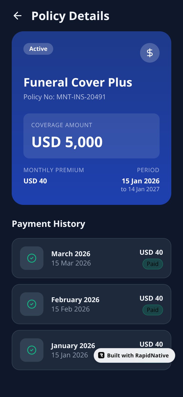 Mountfin Insurance screen 3