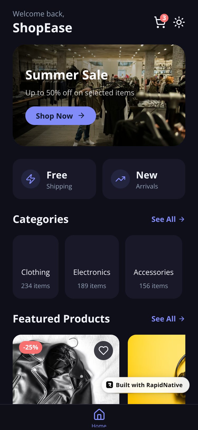 ShopEase screen 1