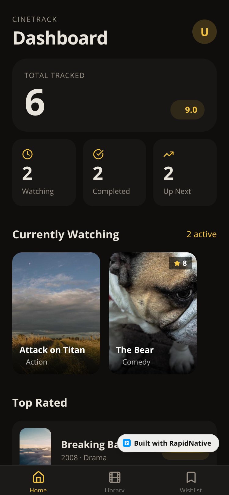 CineTrack screen 1