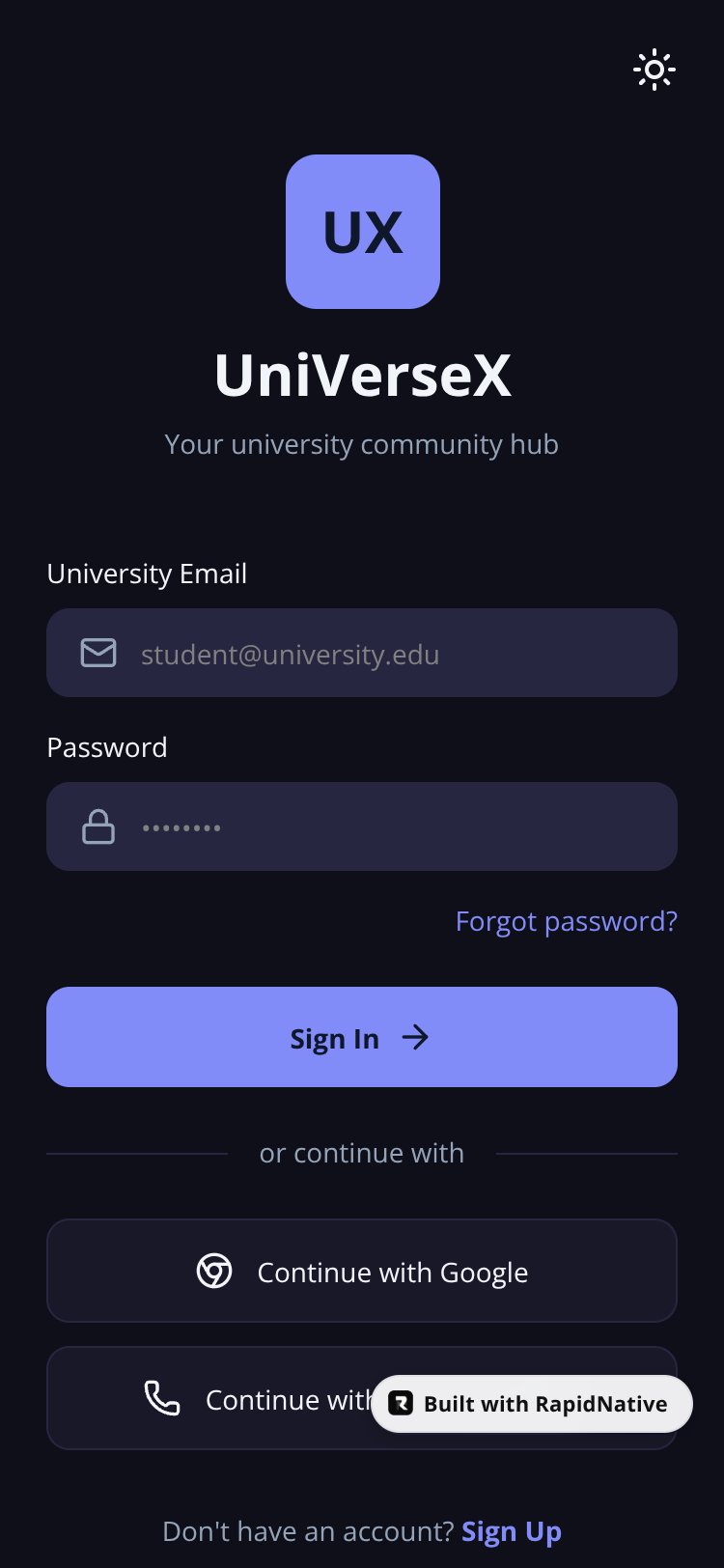 UniVerseX screen 1