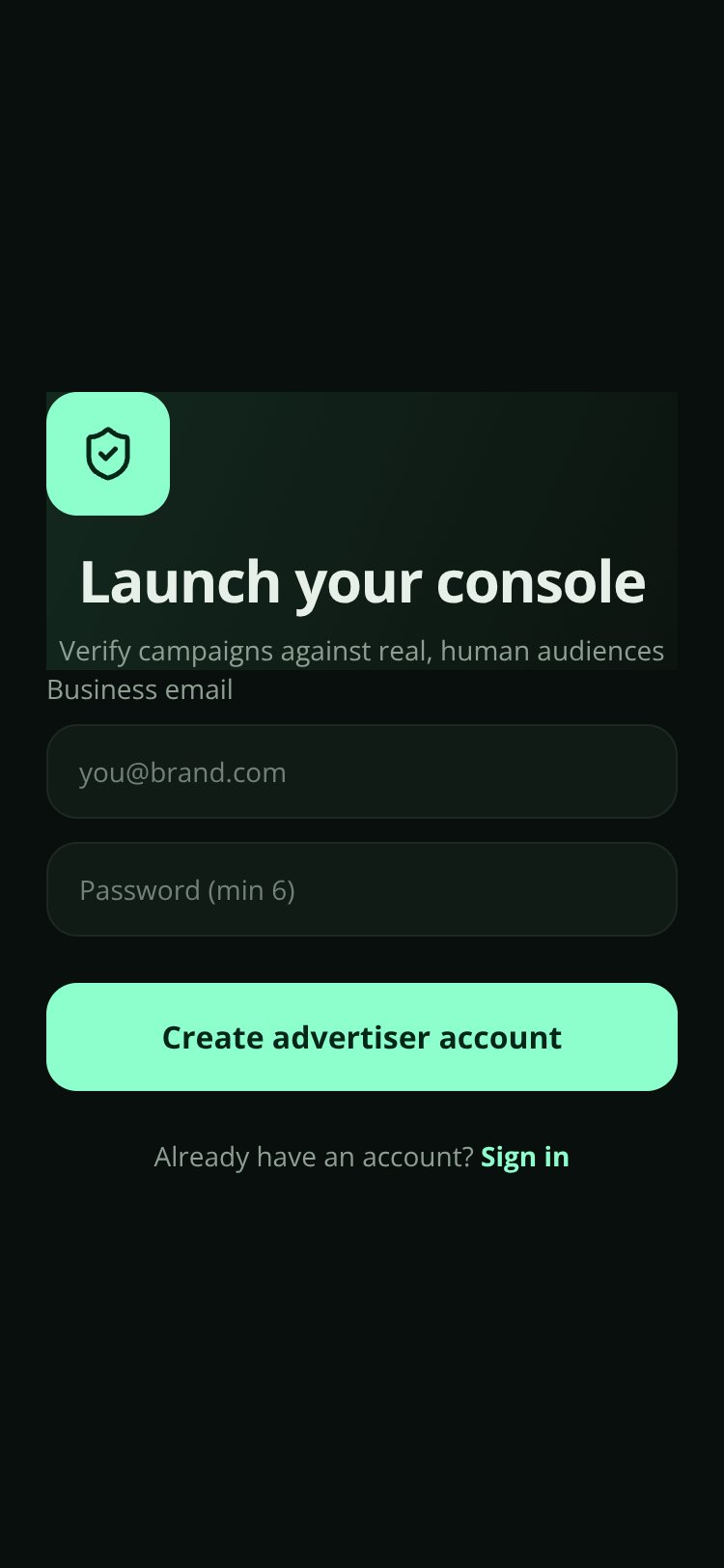 Spotlight Ad Console screen 2