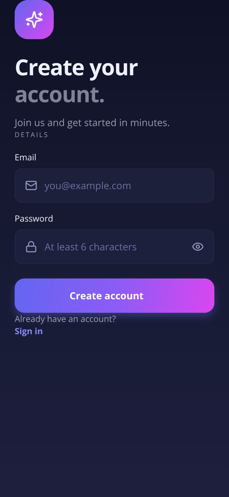 RapidNative App screen 2