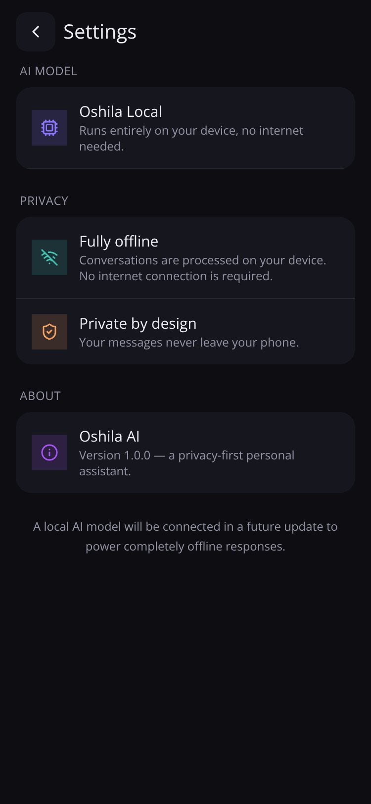 Oshila AI screen 1