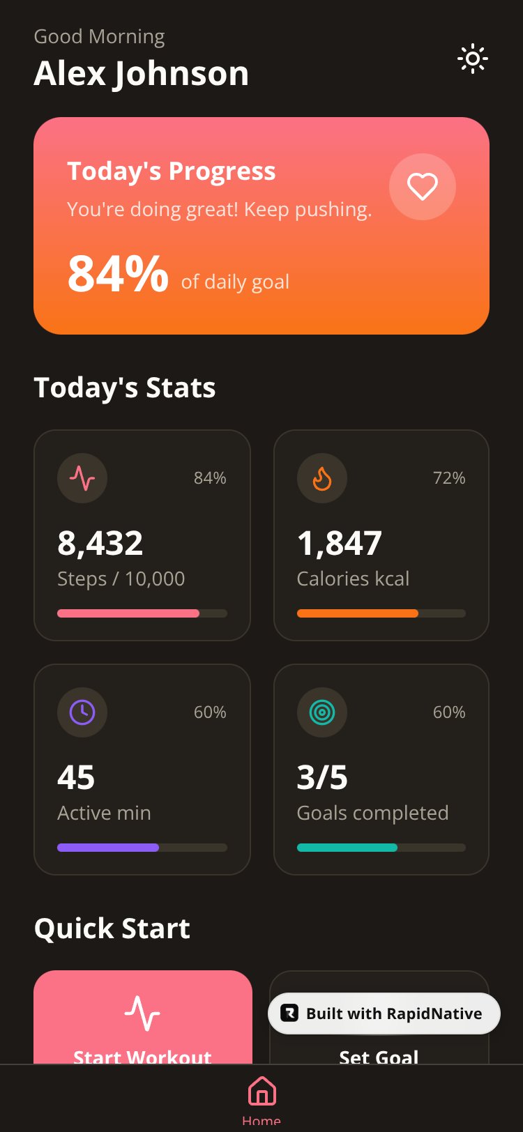 FitPulse screen 1