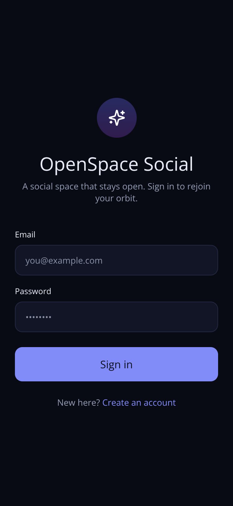 OpenSpace Social screen 1