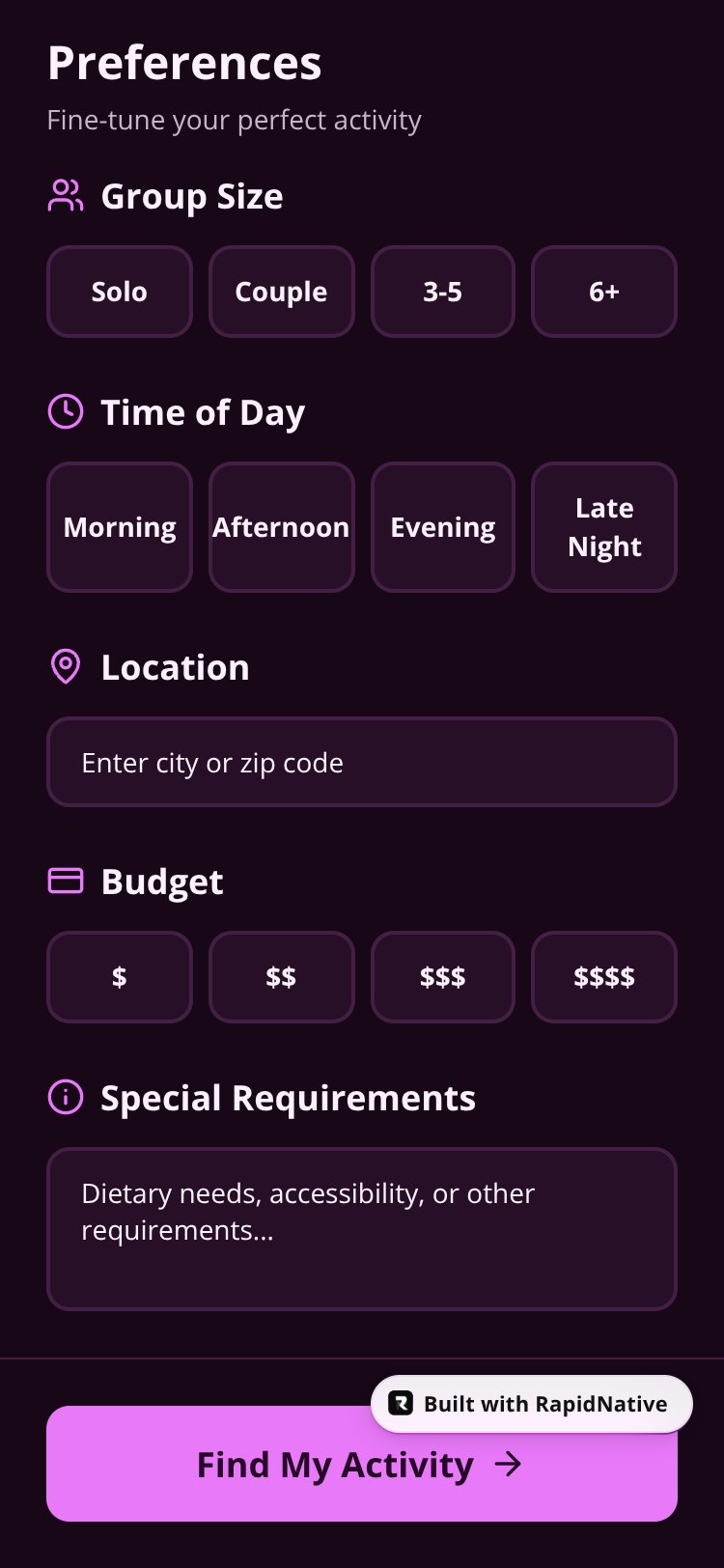 PickYourFun screen 1