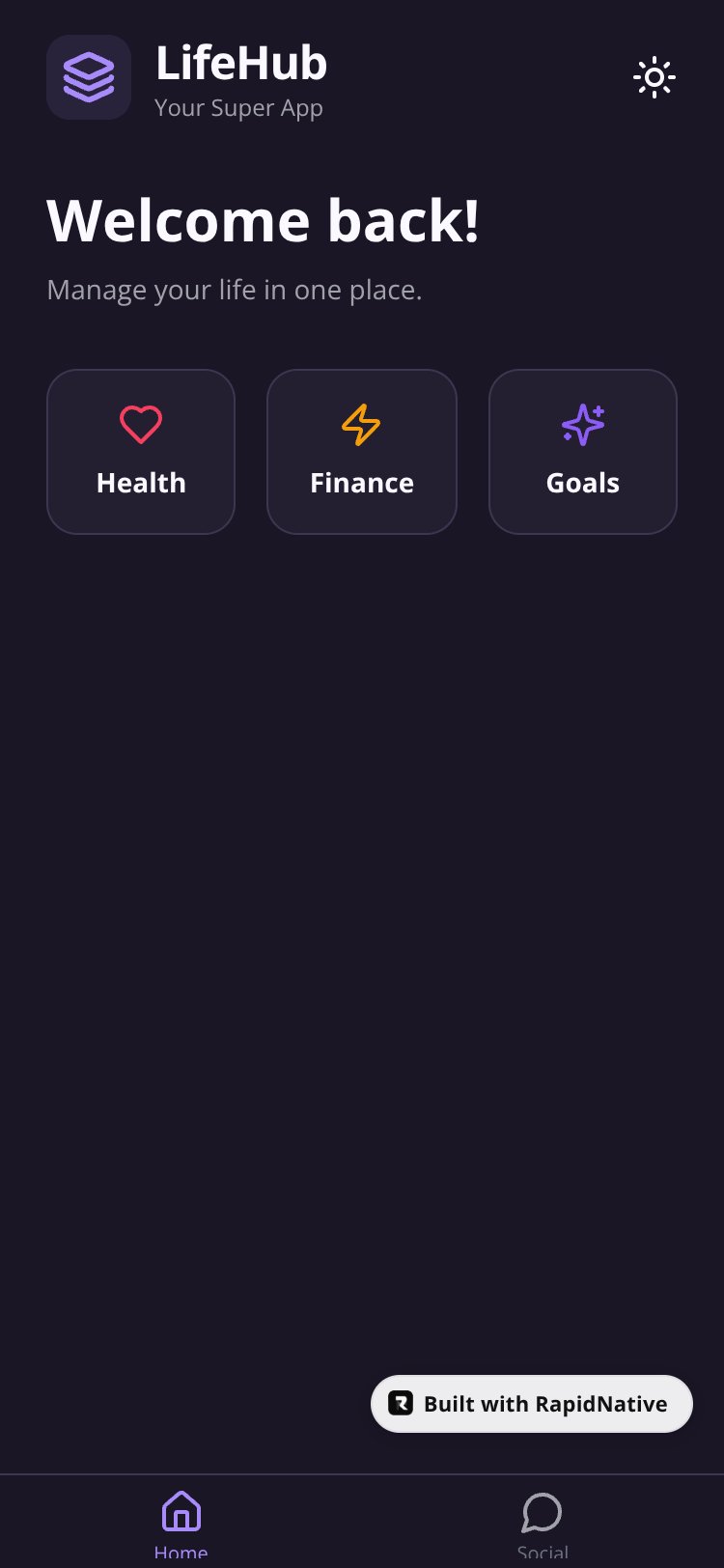 LifeHub screen 1