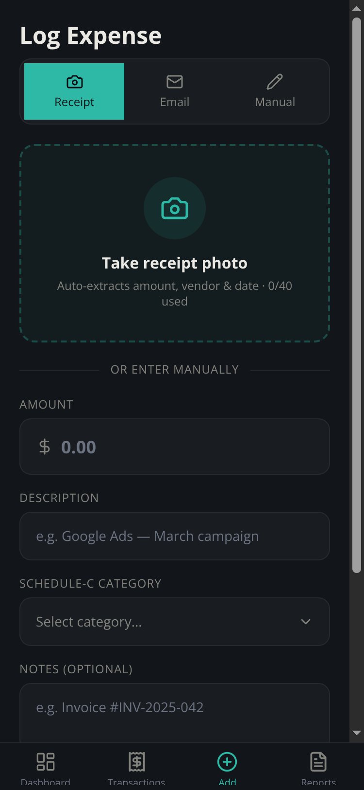 TaxLedger screen 1