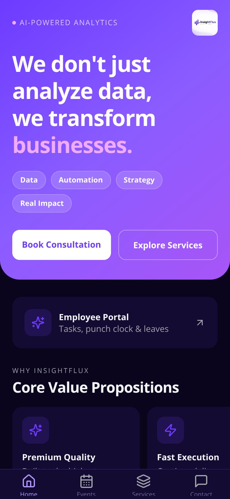 InsightFlux Analytics screen 4