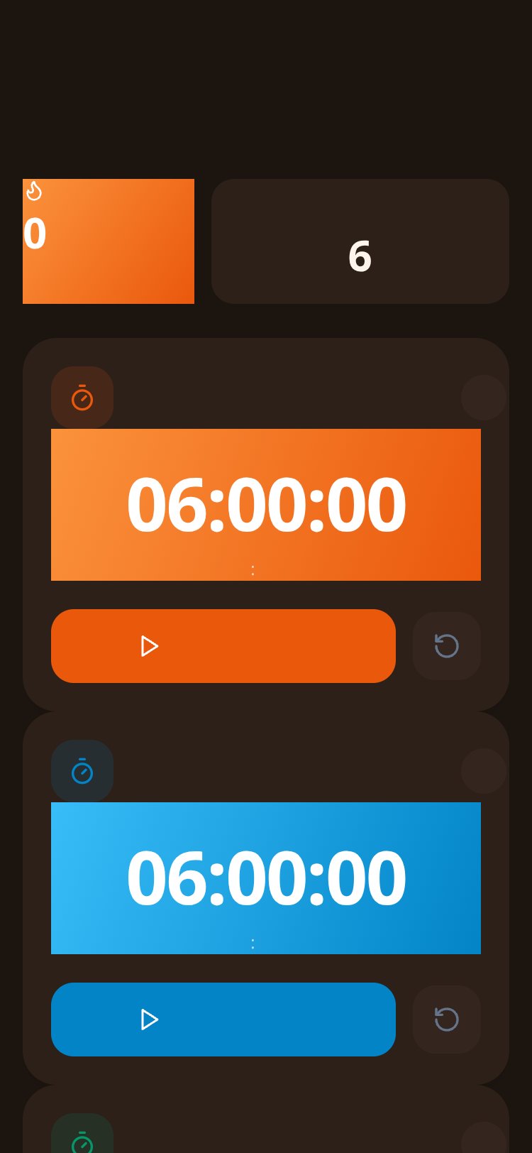 Şeş Timers screen 1