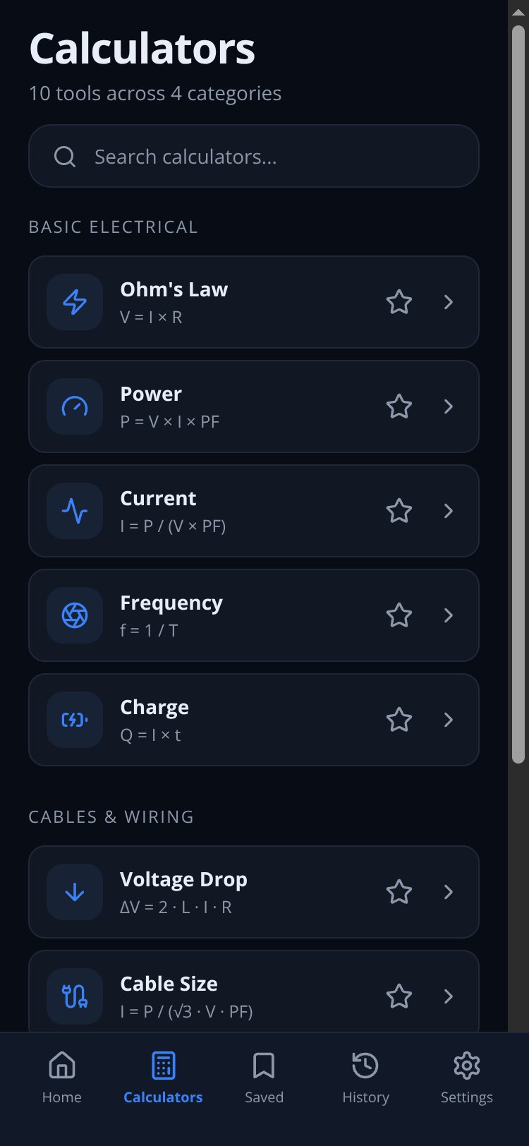 Electrical Calculator Pro screen 3