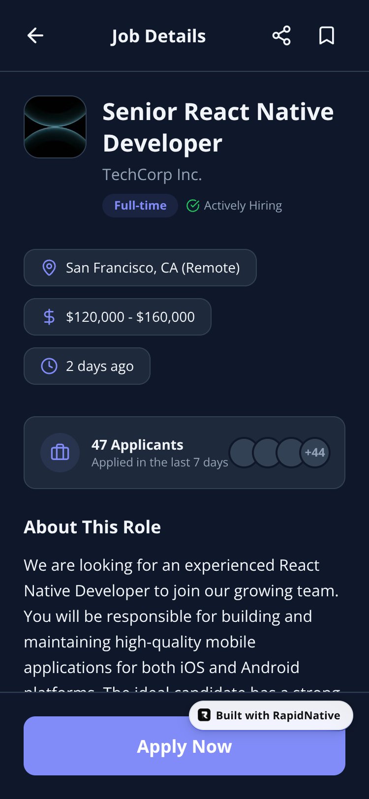 JobConnect screen 1