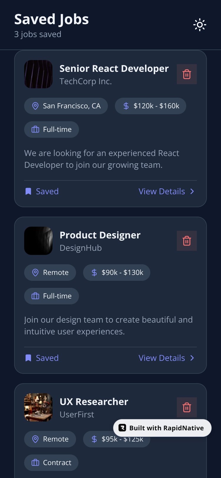 JobConnect screen 2
