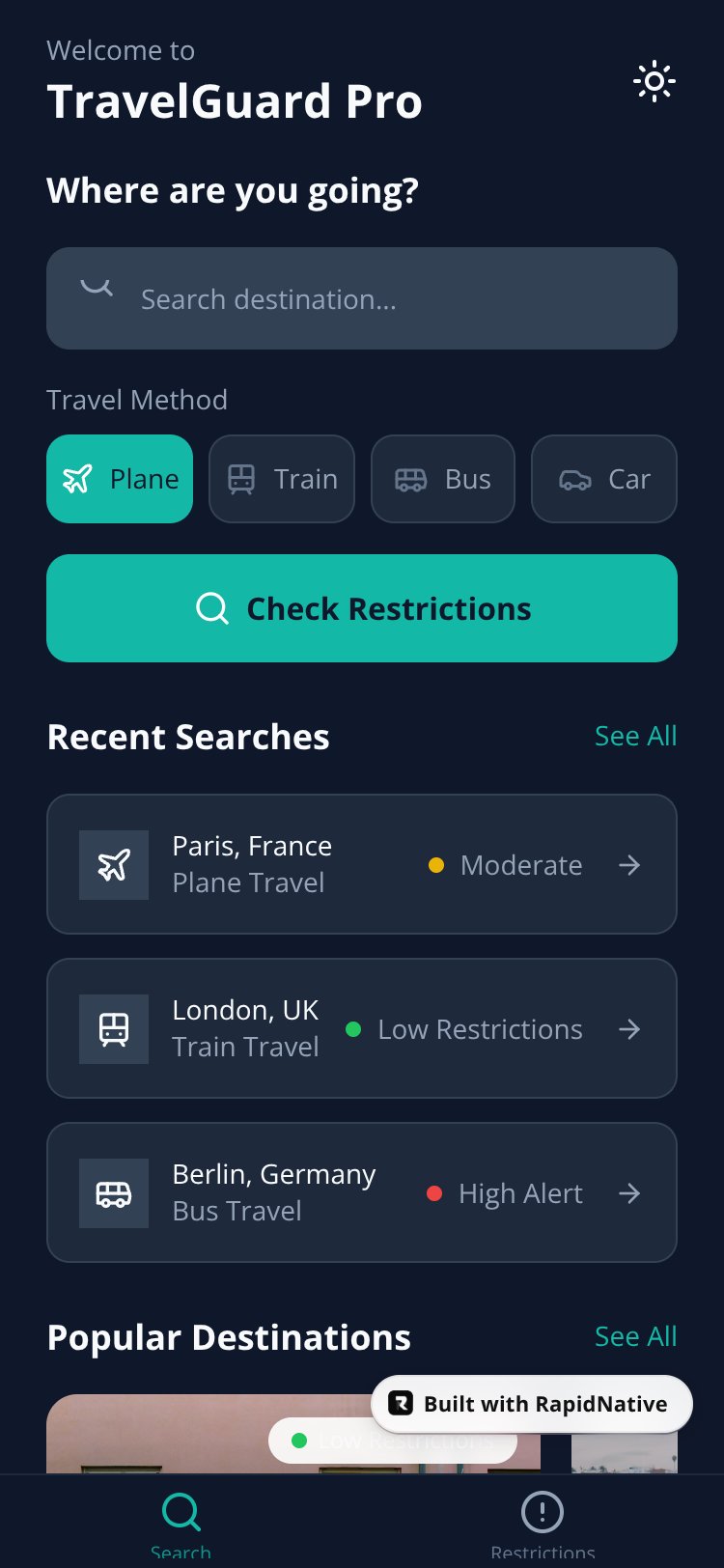 TravelGuard Pro screen 2