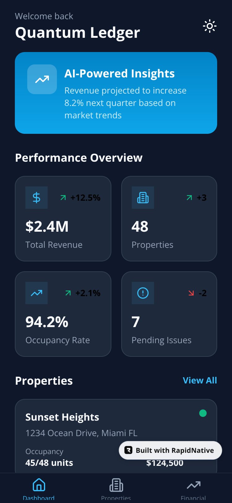 Quantum Ledger screen 1