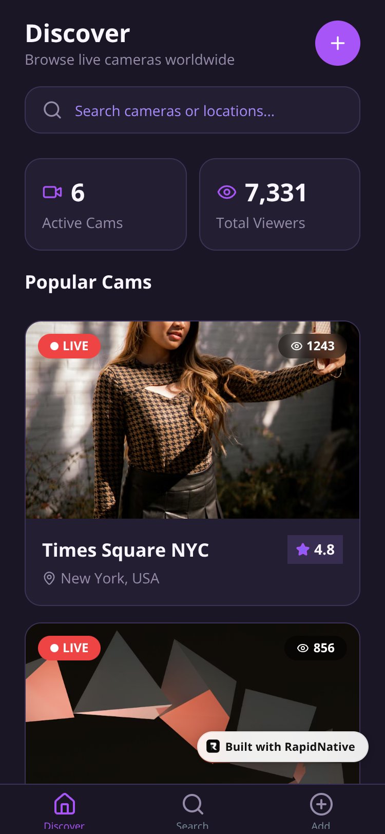 CamsApp screen 2