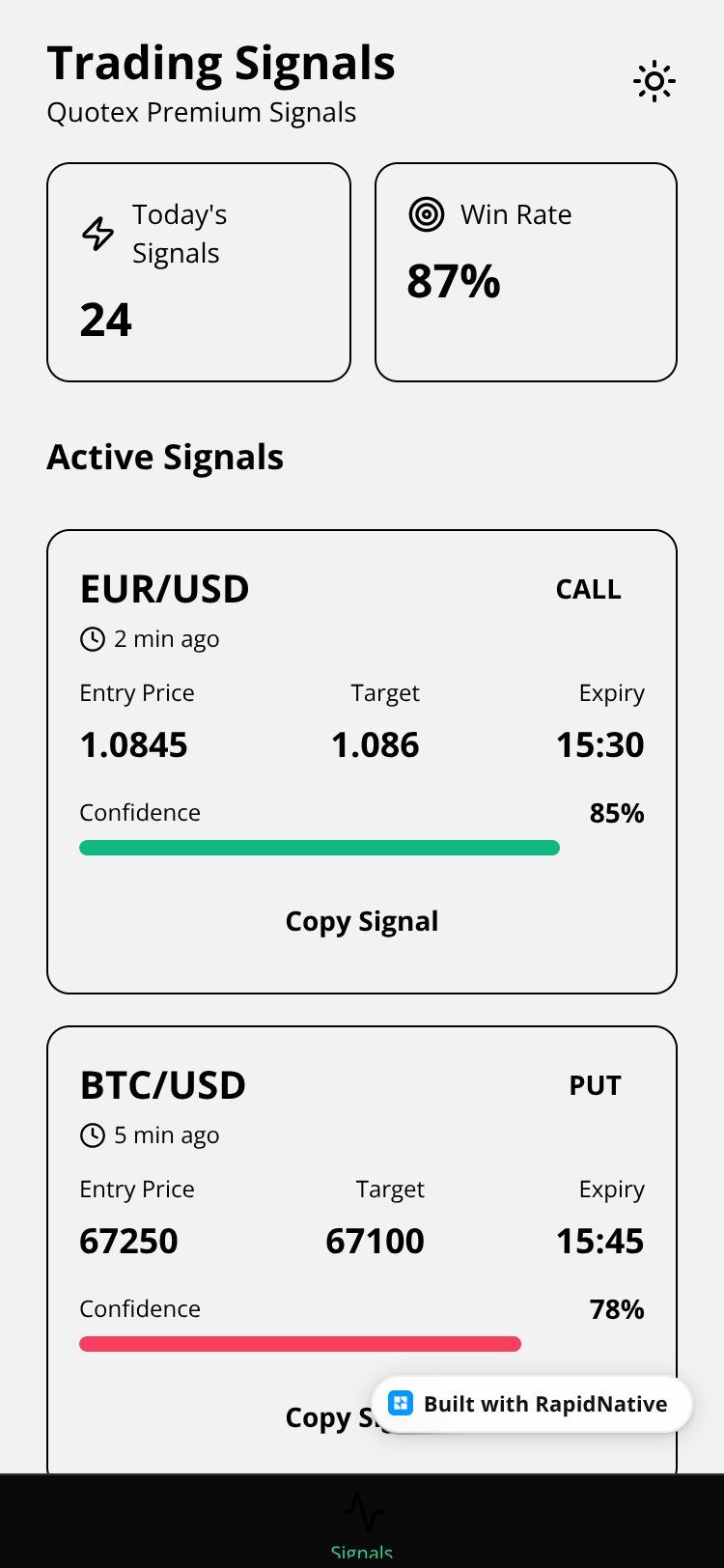 QuoteX screen 1