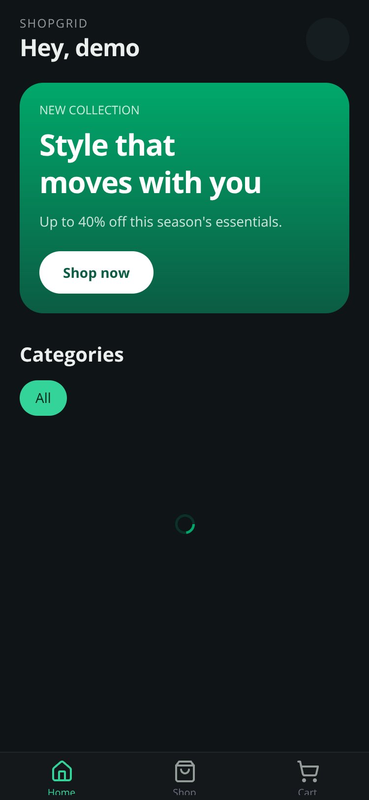 ShopGrid screen 2