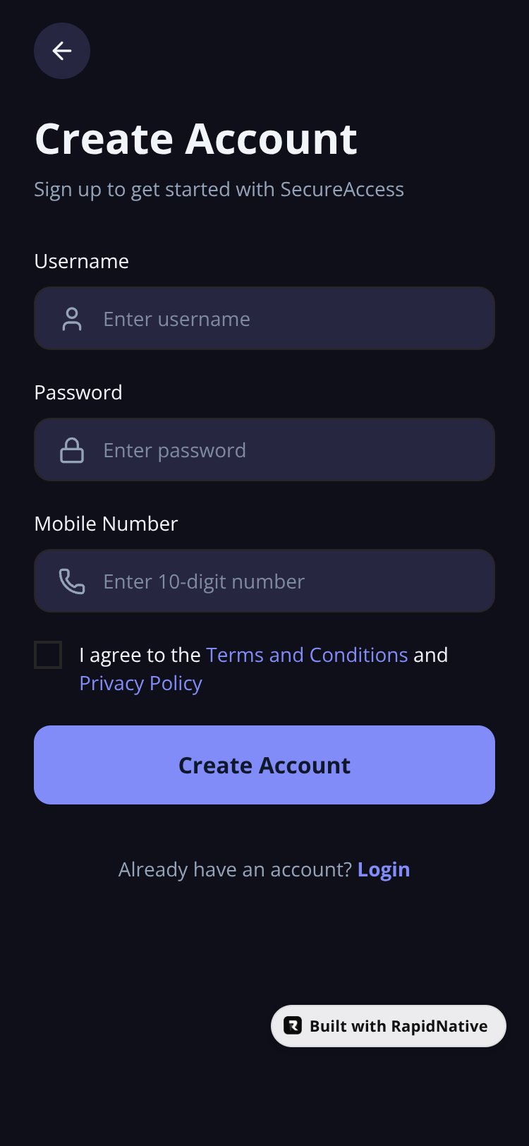 SecureAccess screen 1