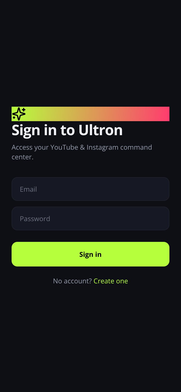 Ultron AI Studio screen 1