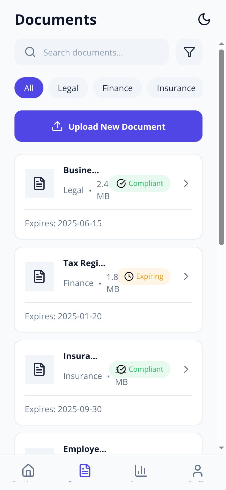 ComplianceHub screen 2