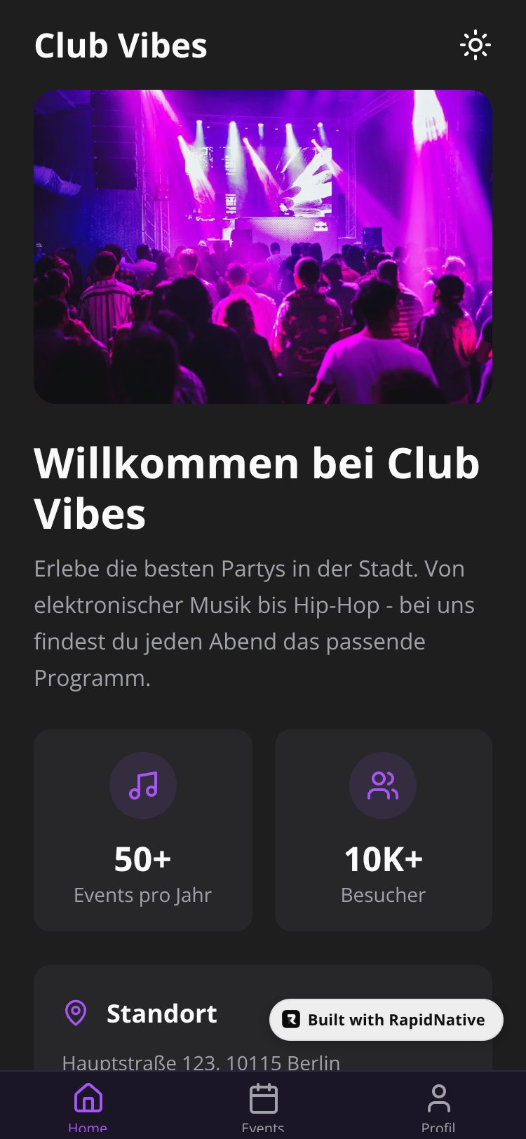 Club Connect screen 1