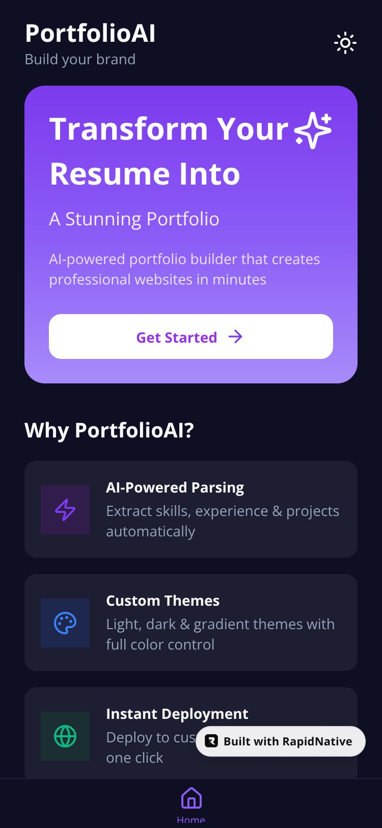 PortfolioAI screen 1