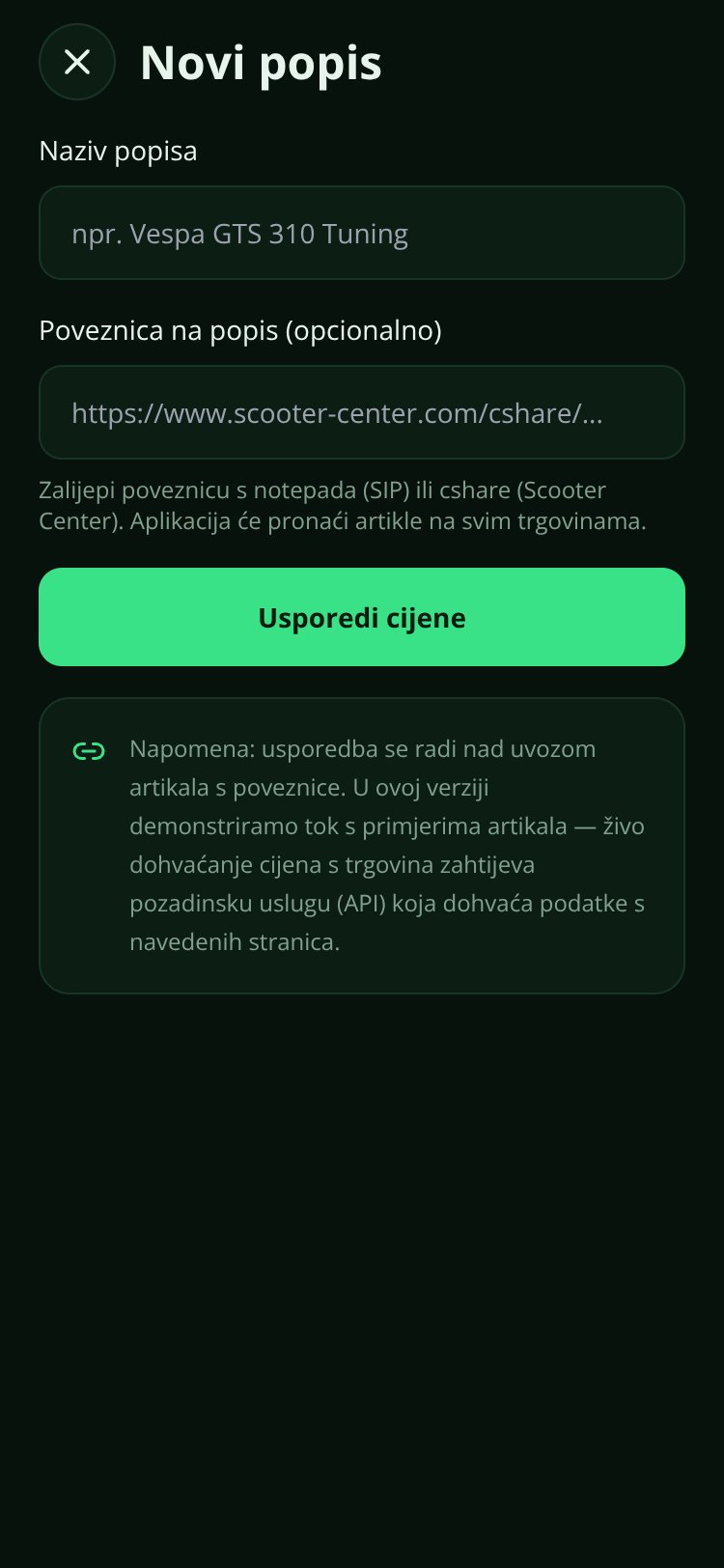 DioPricer screen 3