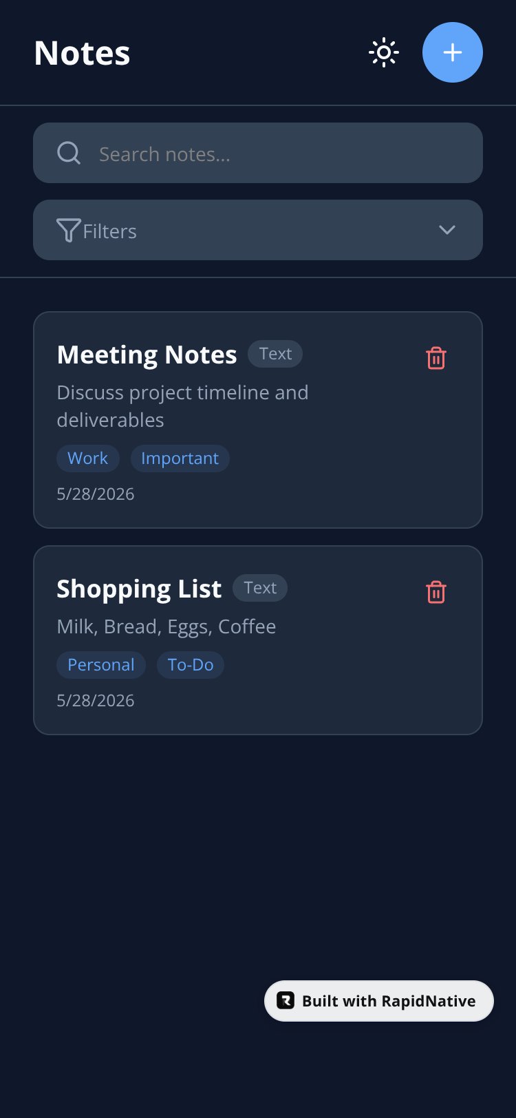 NoteHub screen 1
