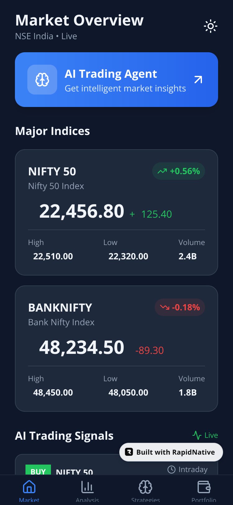 TradeAI screen 1