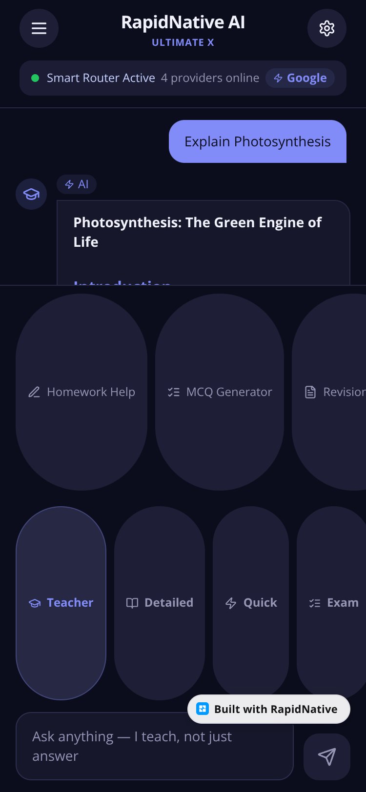 RapidNative App screen 2
