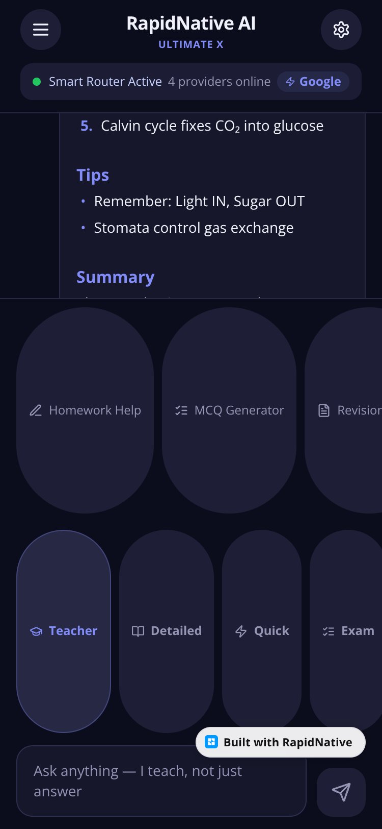 RapidNative App screen 2