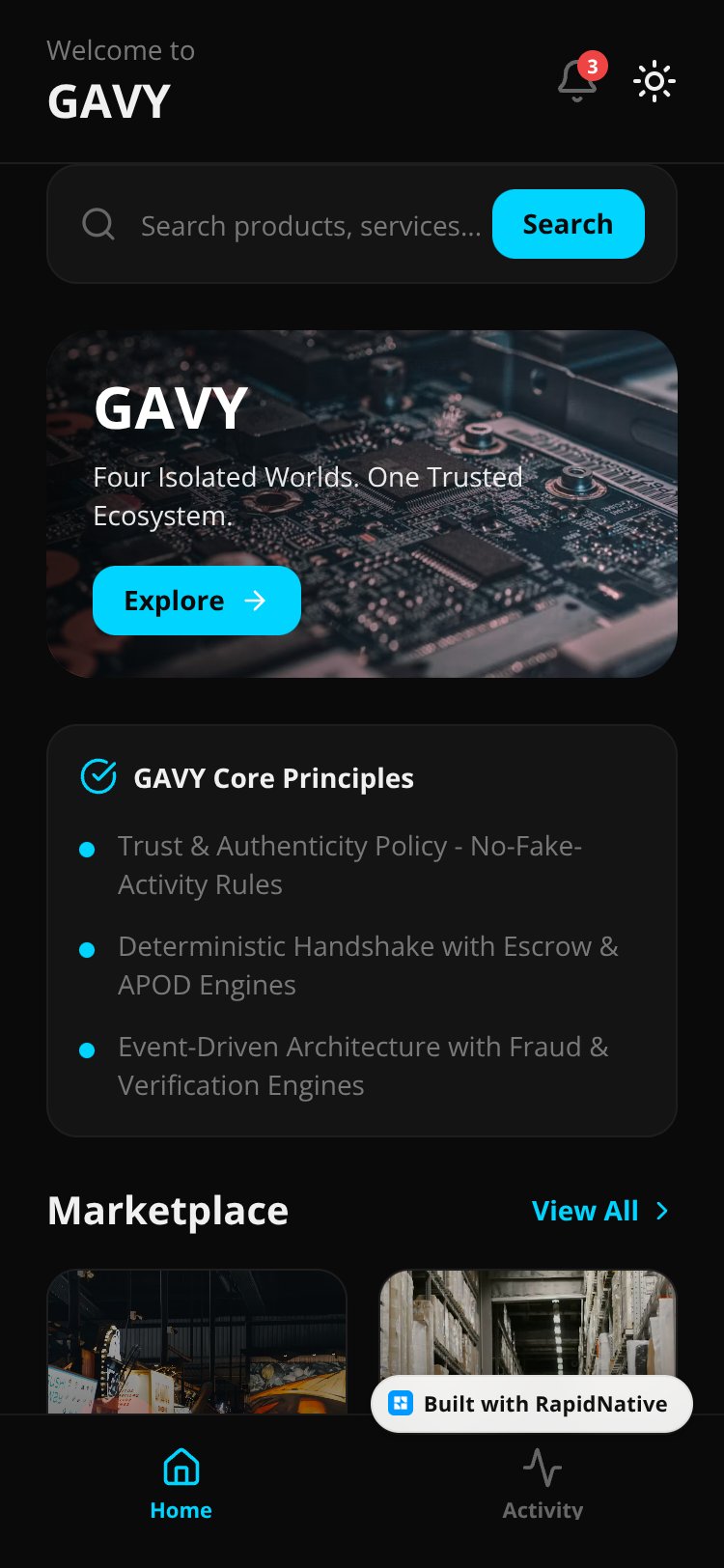 GAVY screen 1