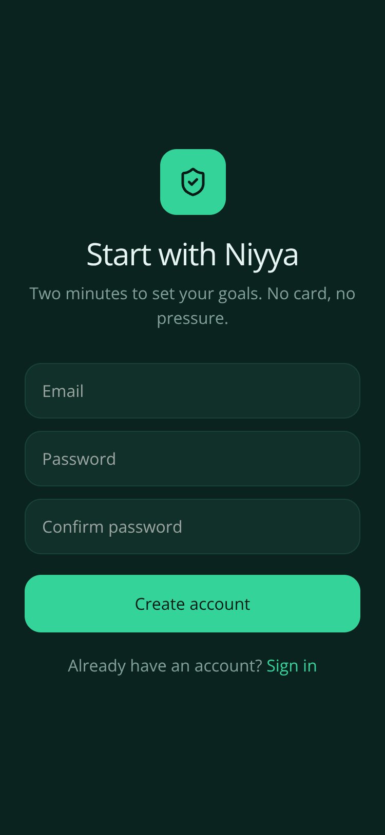 Niyya screen 1