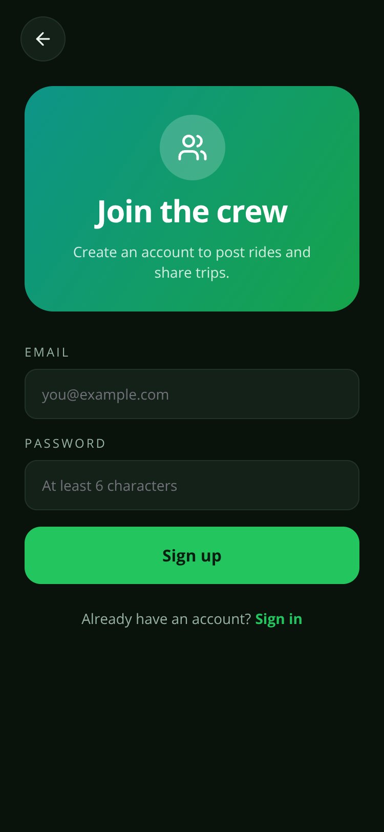 RideBuddy screen 2