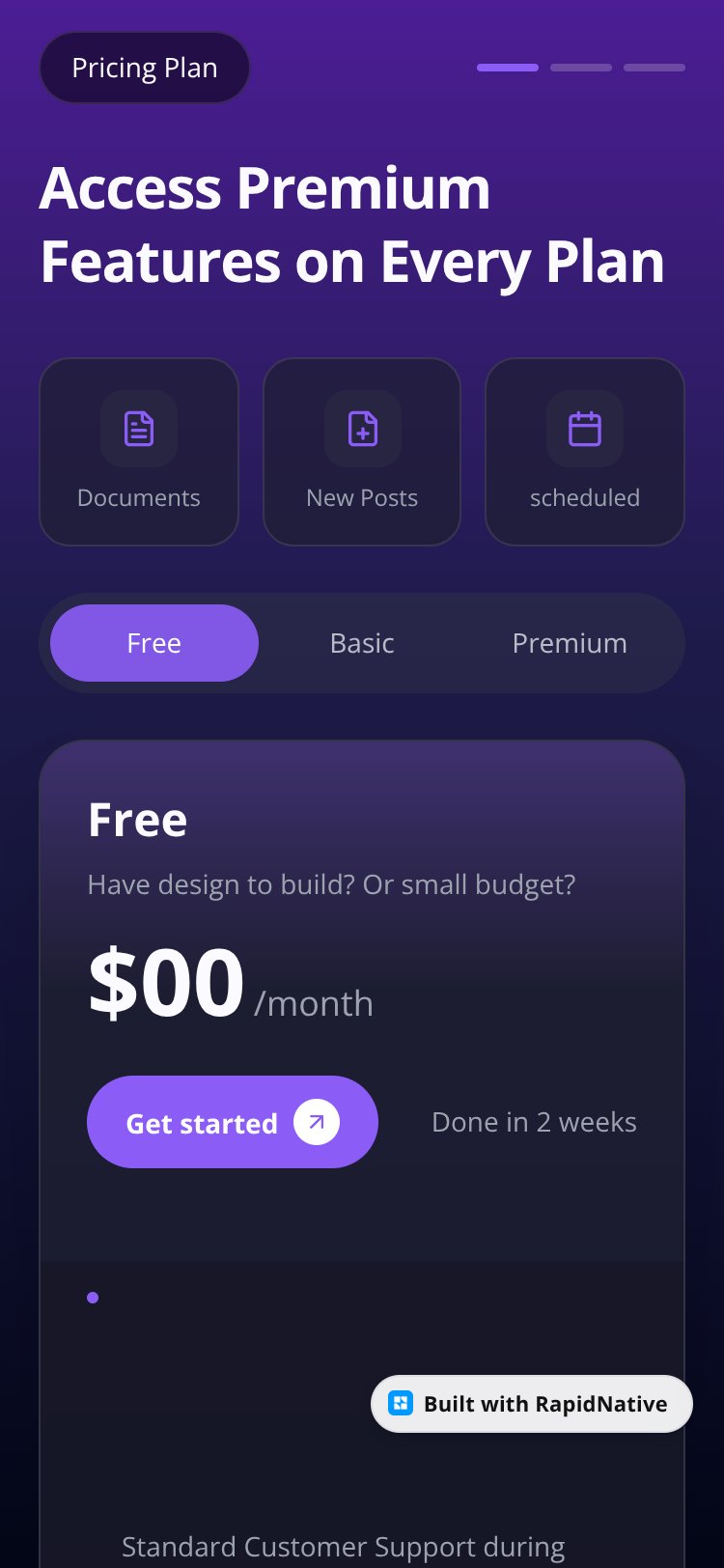 Pricing Plans screen 1
