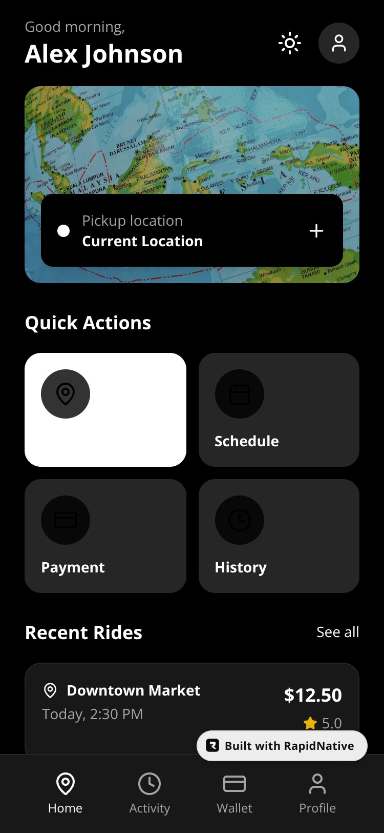 RideSwift screen 1