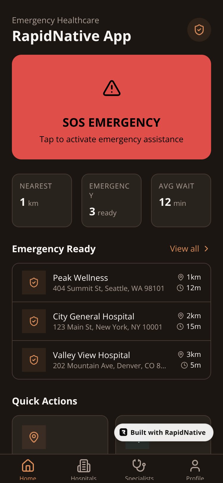RapidNative App screen 1