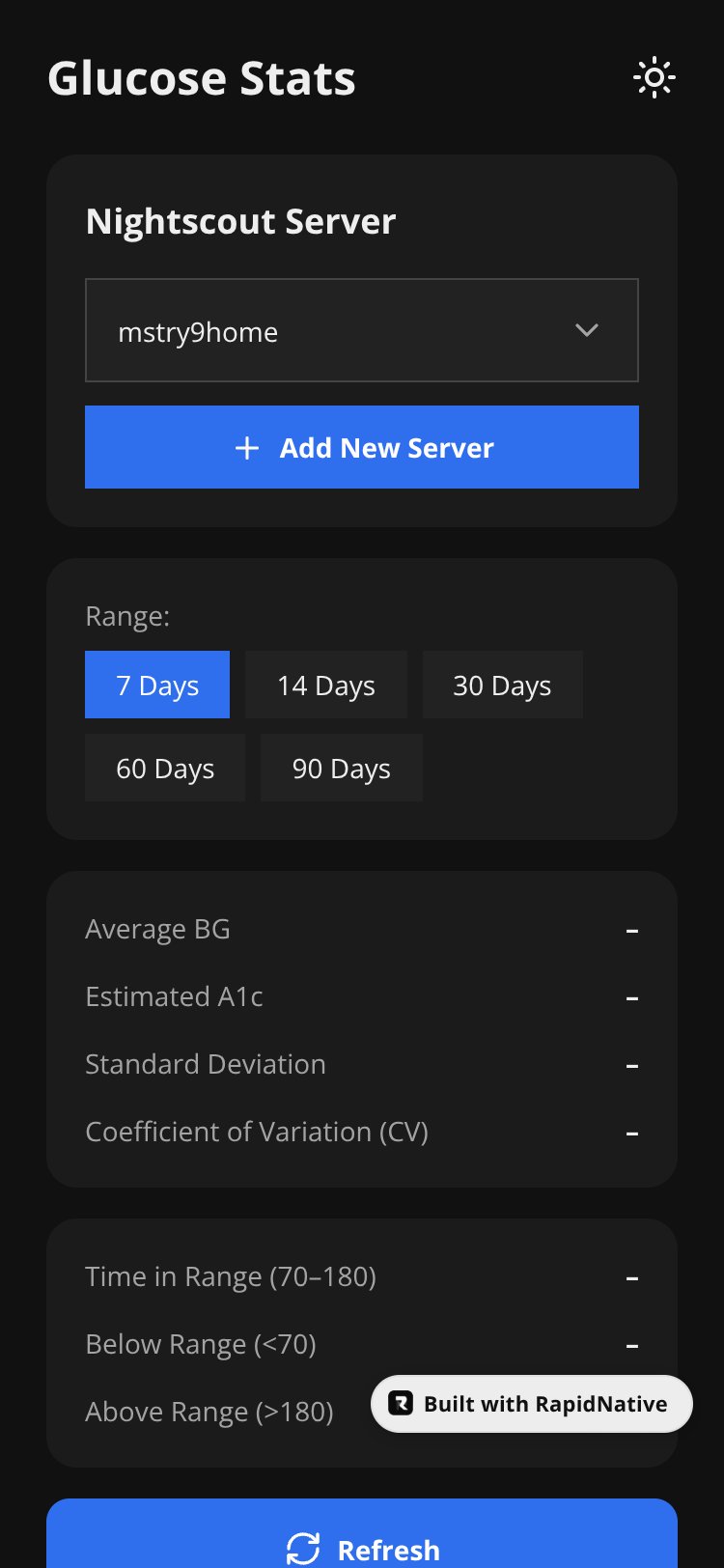 Nightscout Stats screen 1