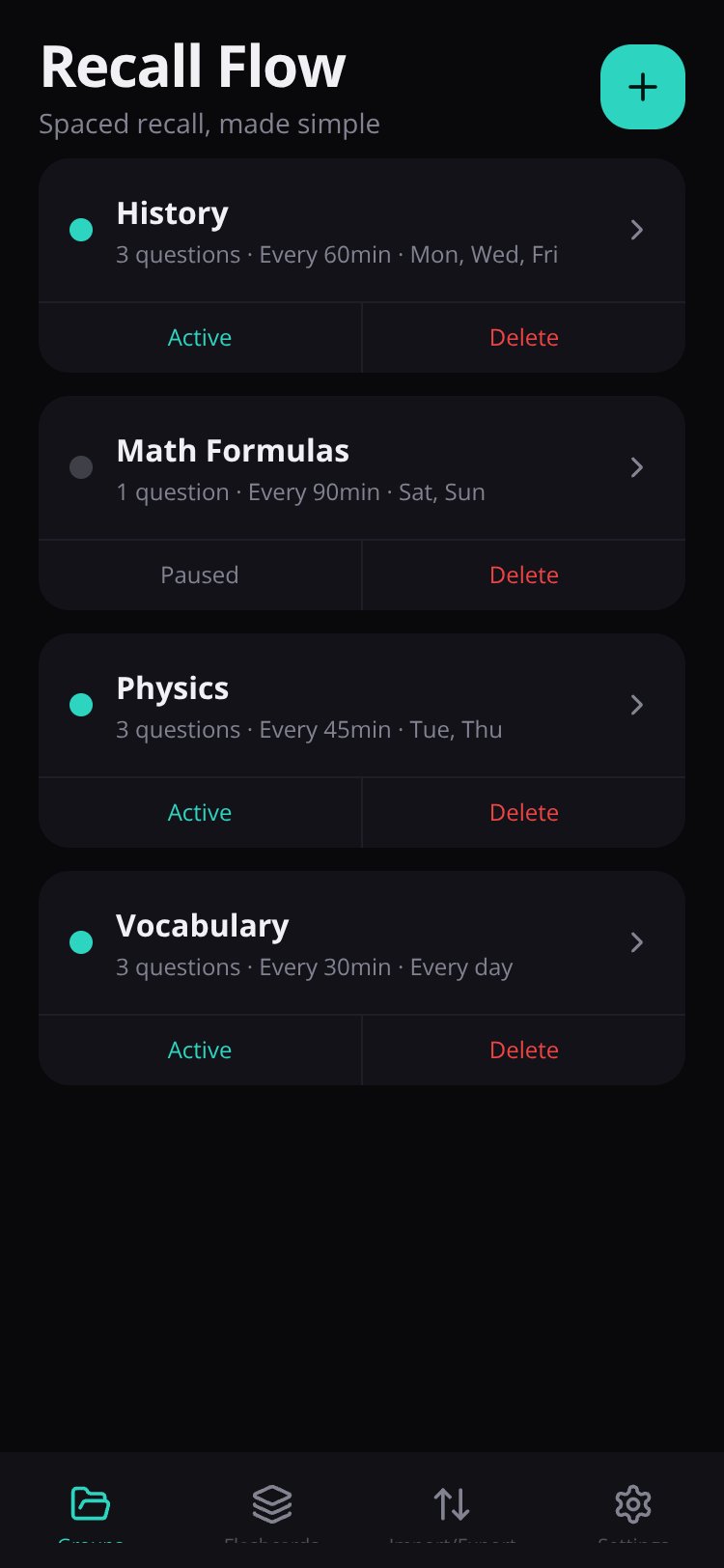 Recall Flow screen 3