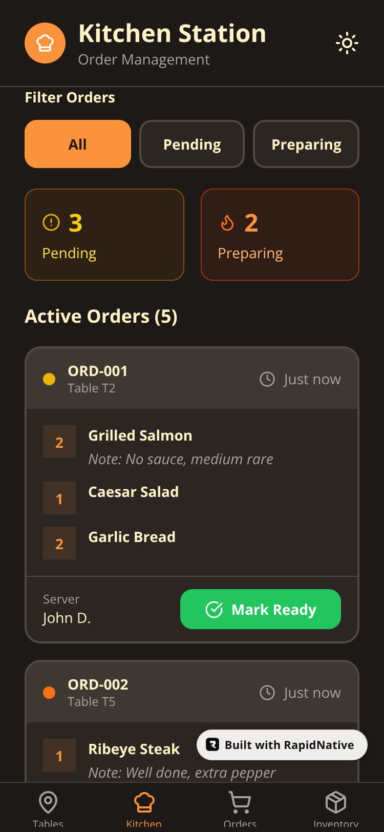 SGR - Restaurant Management System screen 1