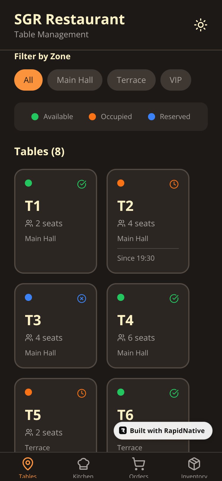 SGR - Restaurant Management System screen 3