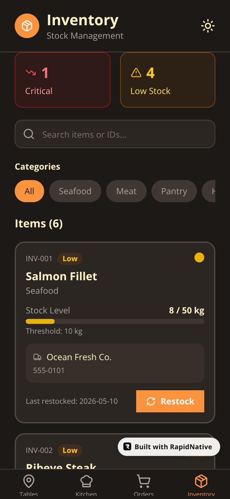 SGR - Restaurant Management System screen 4