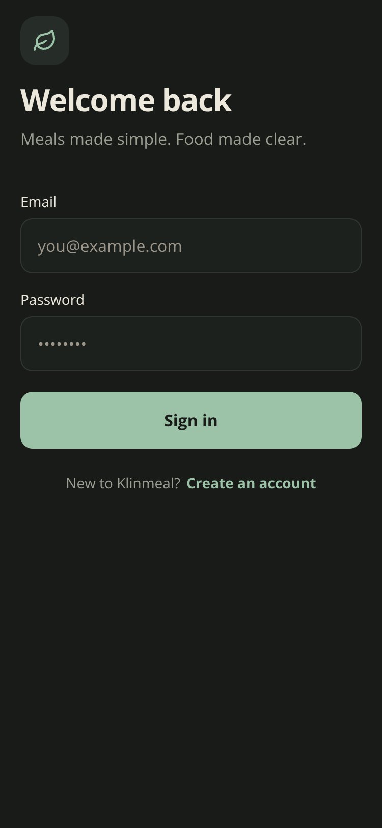 Klinmeal screen 1