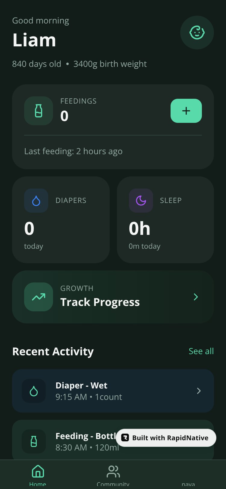RapidNative App screen 2